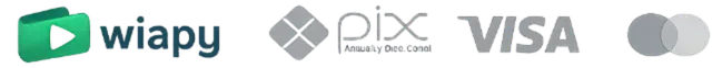 Pagamento 100% seguro via Wiapy, Pix, Visa e Mastercard